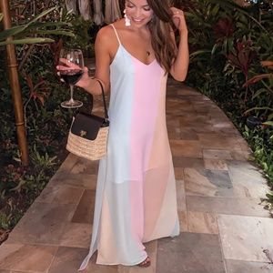 RAINBOW STRIPED MAXI DRESS